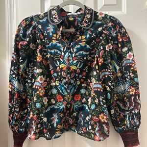 ALICE + OLIVIA April Embroidered Floral Blouse size XS